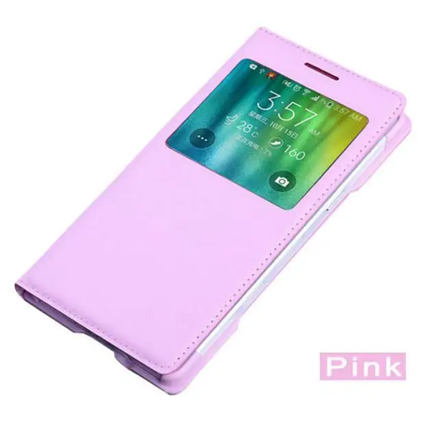 Pink Для samsung A3 A5 A7 умный чехол с окошком для просмотра Galaxy A300 A500 A700 SM-A500F флип-чехол s кожаный полный защитный чехол для телефона - Цвет: Pink
