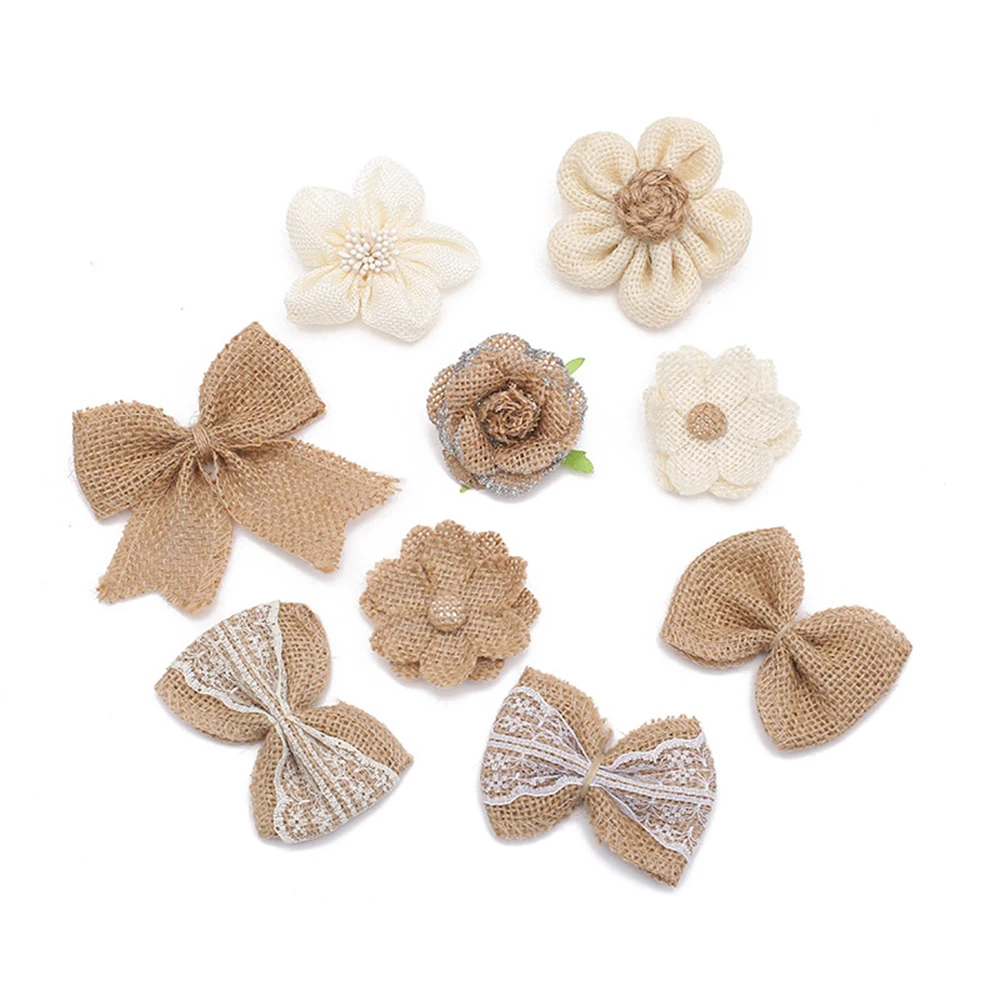 Джутовая шляпа ручной работы с цветами 9 шт. натуральные вечерние украшения