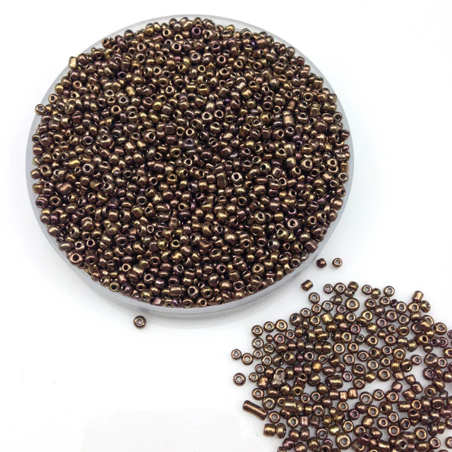 

16g 1000pcs 2mm 12/0 Brown Metal Color Opaque Round Loose Spacer Beads Cezch Glass Seed Beads Handmade Jewelry DIY Garment Bead