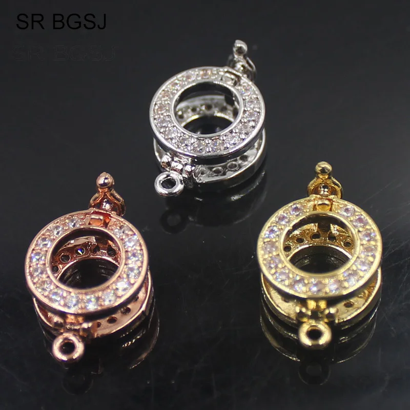 Free shipping 12mm Micro Pave Cubic Zircon Round Ring Drop Contact Clasp Jewelry DIY Findings Clasp|Ювелирная фурнитура и