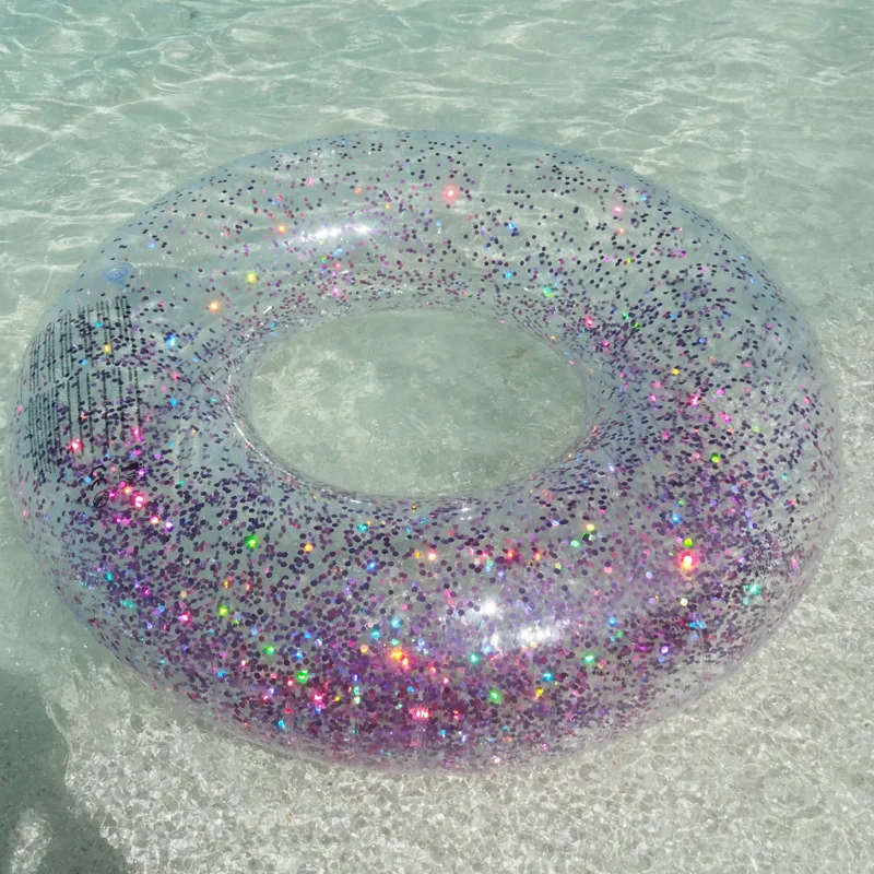 

Women Colorful Glitter Swimming Ring Inflatable Sequined Swimming Circle Inflatable Donut Lifebuoy Girls Beach Toys 2019 Summer