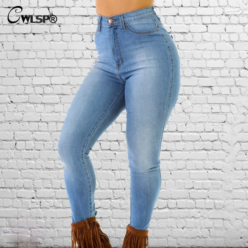 Женские джинсы с высокой талией CWLSP отбеленный поцарапанный дырками на спине