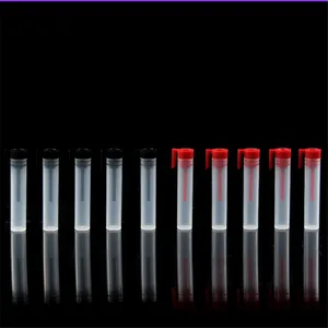 Пластиковый флакон для духов, 50 шт.лот, 2 мл, с красной и черной пробкой