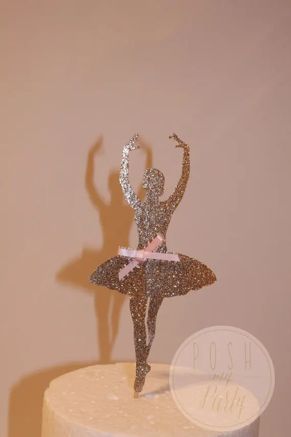 

ballet dancer glitter birthday cupcake Toppers baby bridal shower wedding party cake decorations food picks
