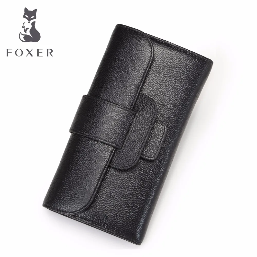 Foxer Brand Genuine leather Women Wallet hight quality Long Wallets Lady Coin Purse Female wallets &amp purses | Багаж и сумки