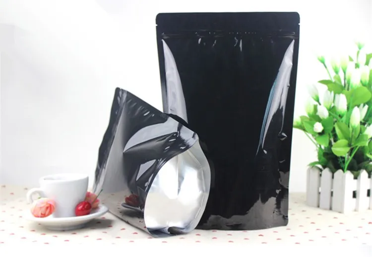 Mylar мешок молния замок Алюминиевая фольга черный 50 шт 18 см x 30 7 1 ''X11.8 пластик Bopp
