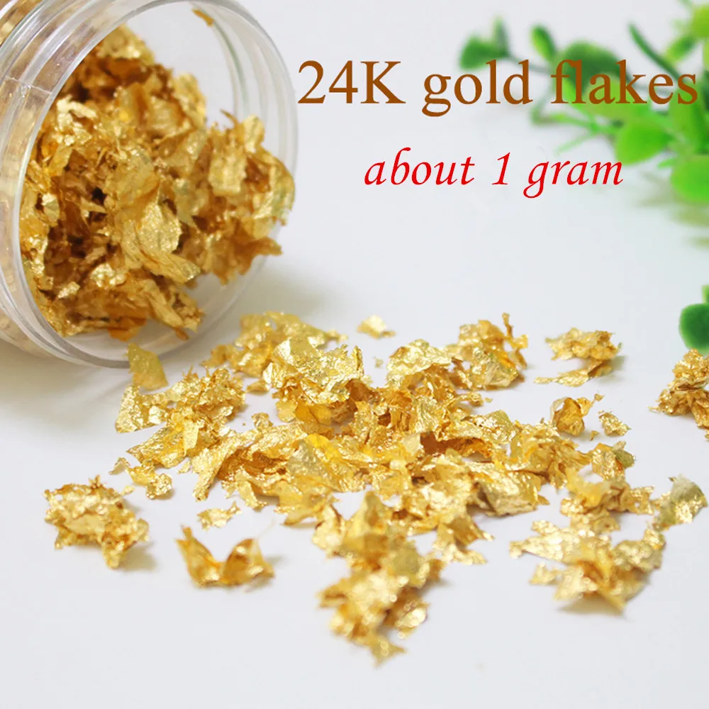1 г маленькие кусочки Настоящее подлинное съедобное Золотое и Серебряное