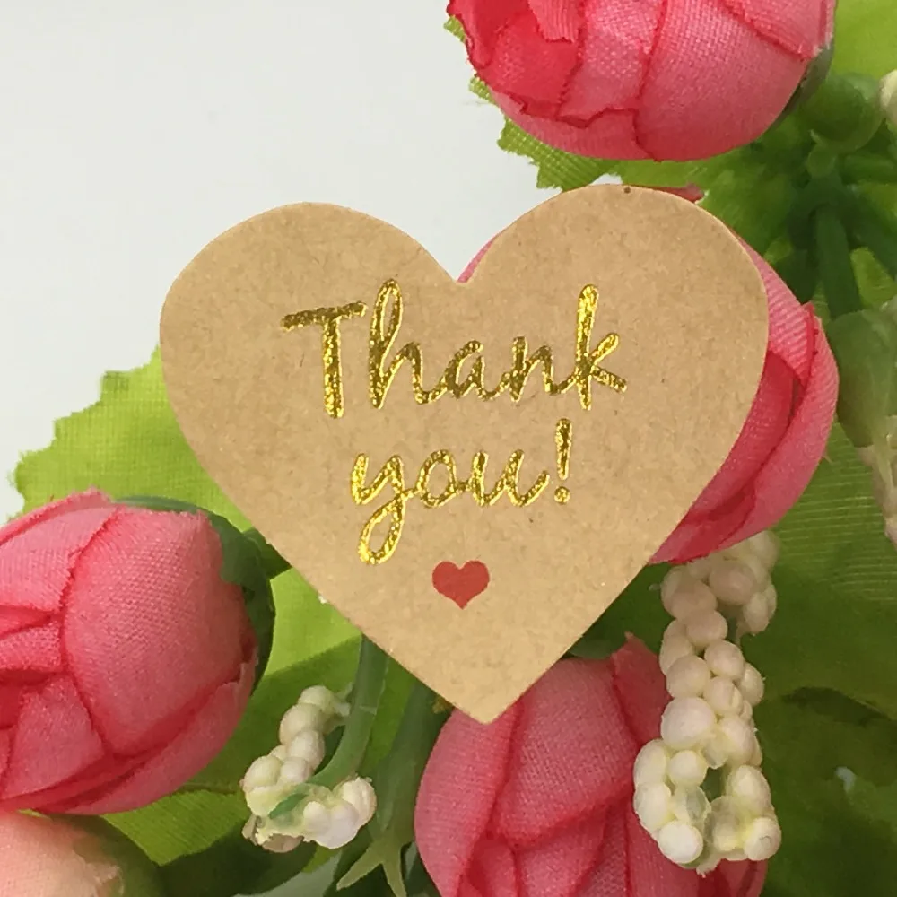 100 шт./лот Золотое сердце THANK YOU наклейка с этикеткой для пекарни ручной работы