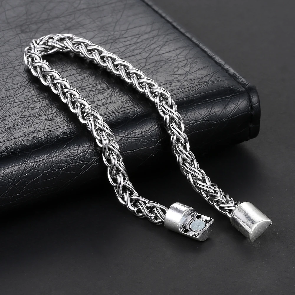 Мужской серебряный браслет Pulseira Masculina серебристый оттенок на цепочке подарочное