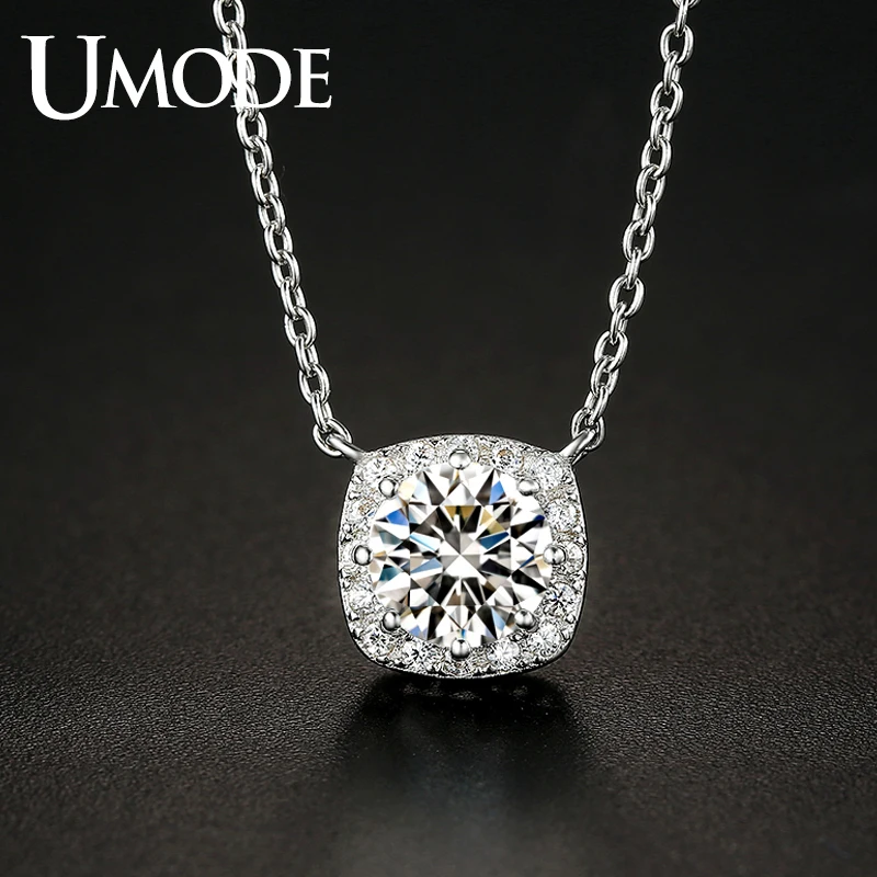 UMODE трендовые 925 пробы серебряные ожерелья с подвесками для женщин Мода 925 серебряные ювелирные изделия CZ Кристальные воротники Femme подарки ULN0348
