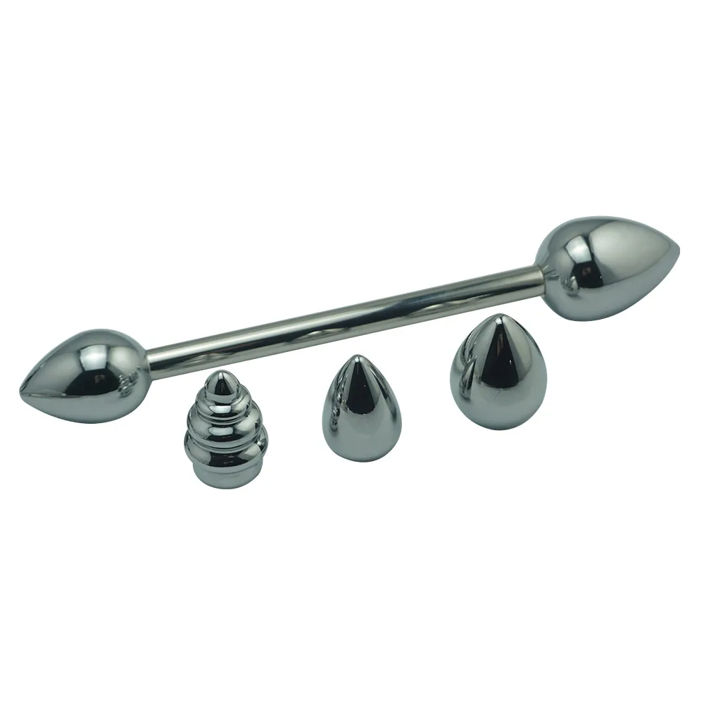 metal replaceable Double dildo Penetration anal beads butt plug basic fake penis vagina insert SM sex toys for man woman | Красота и