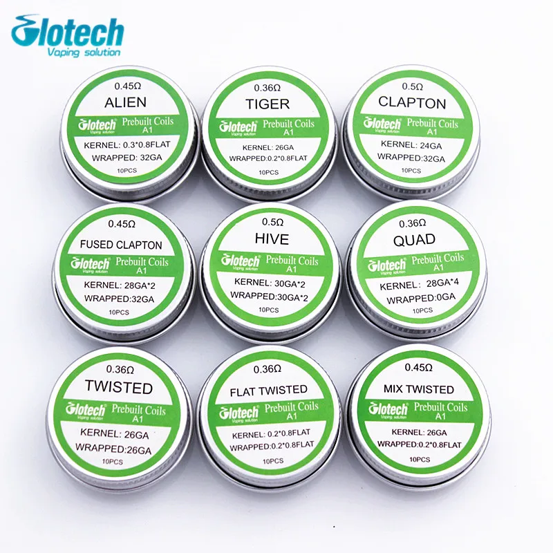 Готовые катушки Glotech 2box Alien Tiger Fused Clapton плоская скрученная смесь скрученный улей