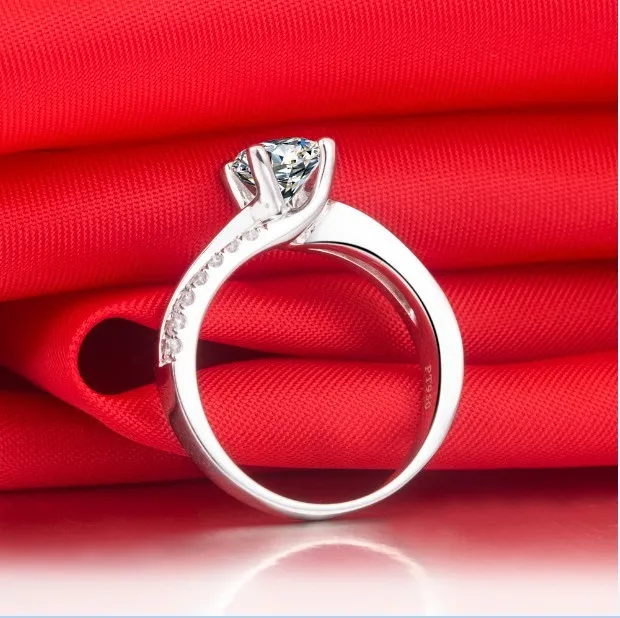 18 Karat испытания положительный 1CT натуральная синтетических алмазов Муассанит кольцо зубец ювелирный бренд Для женщин кольцо белого золота ювелирные изделия