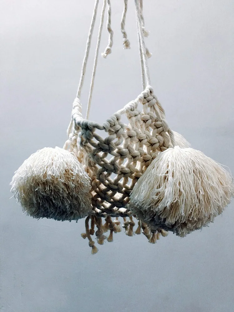 Скандинавский макраме подвесная настенная плетеная корзина подвесной Плантатор