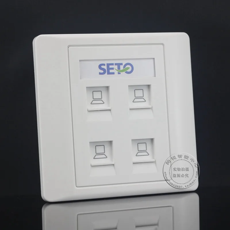 Настенная панель с 4 портами CAT6 RJ45 сетевая Ethernet LAN розетка гигабитная Лицевая