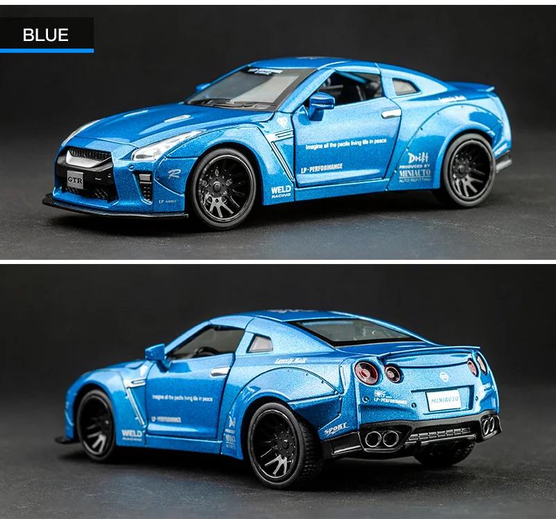 KIDAMI 1:32 AMG Nissan GTR литье под давлением модель автомобиля игрушечные машинки оттягивающийся автомобиль со звуком светильник Коллекция подарков для детей и взрослых для мальчиков
