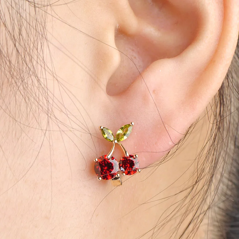 FUNMOR яркие серьги с цирконием кубической огранки в форме вишни медные фруктами