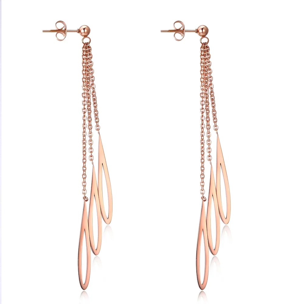 

JHSL Brand Fashion Jewelry Cute Young Lady Women Dropping Dangle Earrings Rose Gold Color Cocktail Party Gift