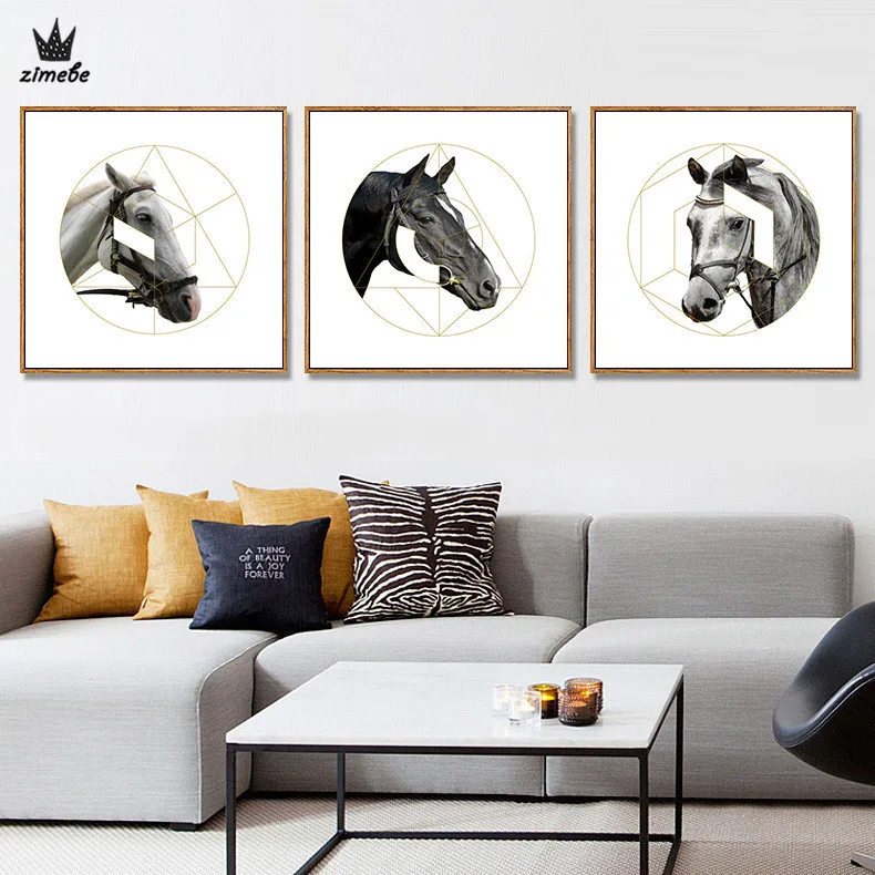 Classical Horse Animal Canvas Painting Nursery Wall Bed room and living Room Print Nordic Modern Scenery Home Decor | Дом и сад