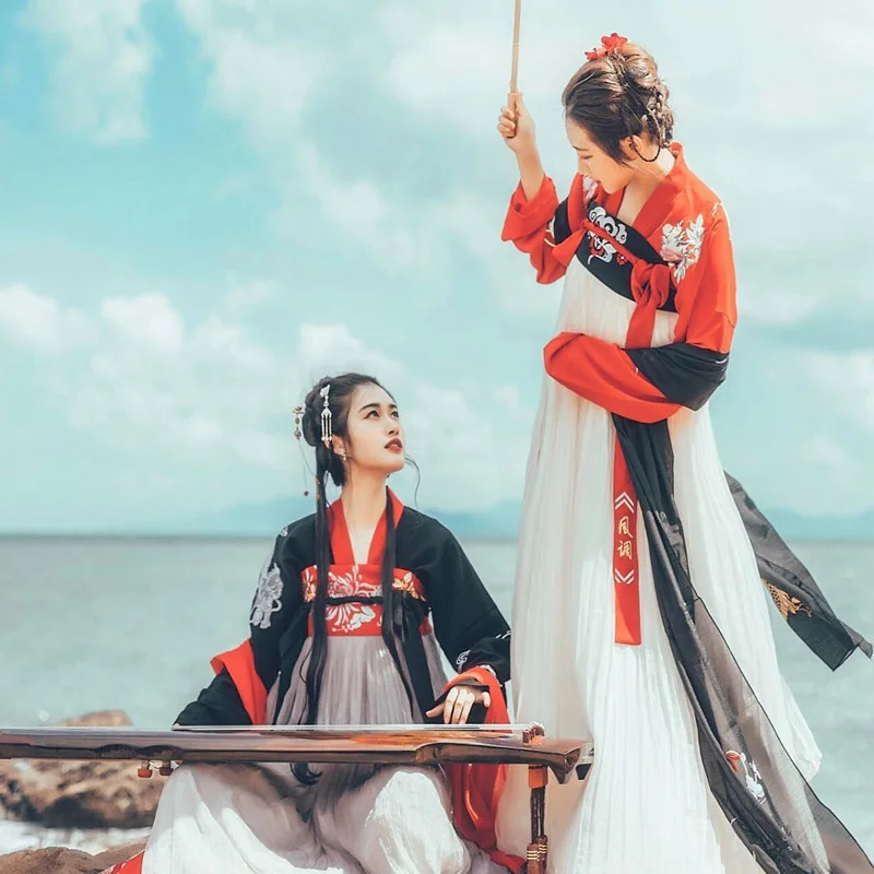 Новое летнее традиционное льняное платье Hanfu династии Тан ханьфу для женщин