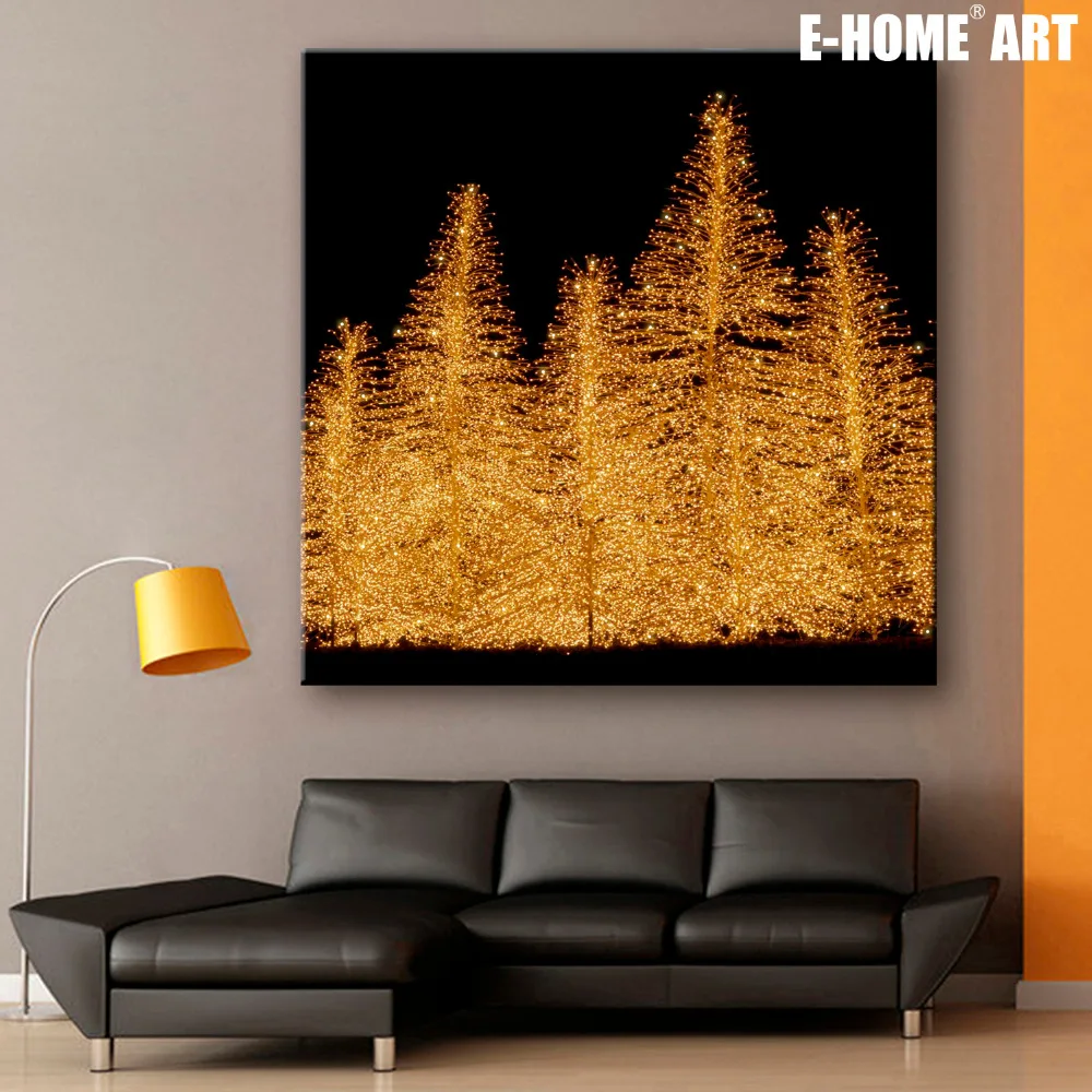 Растянутый Холст принты Рождественская елка Рождество серии светодиодный