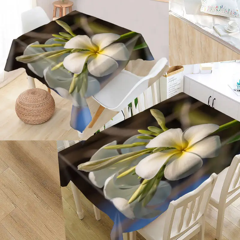 Пользовательские Frangipani скатерть искусство простота узор Оксфорд Ткань Пылезащитная скатерть для обеденнго стола вечерние украшения крышка стола - Цвет: 17