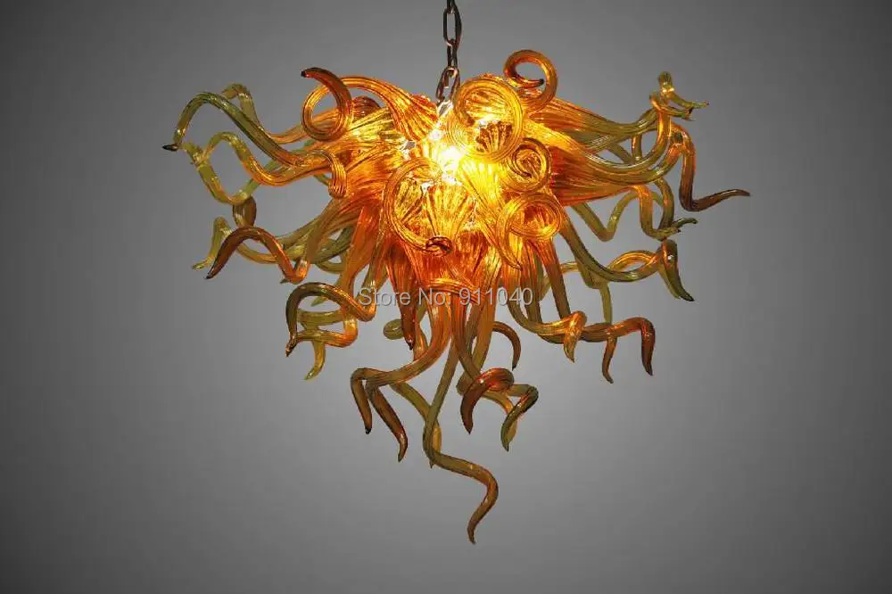 

Modern Love Chandelier Triangle Size Amber Color 100% Hand Blown Glass LED Chain Chandelier
