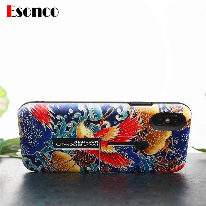 China Porcelain Ring Kickstand Case for iPhone X 7 8 6 s Plus 7P 8P Hide Stand Phone Cases |