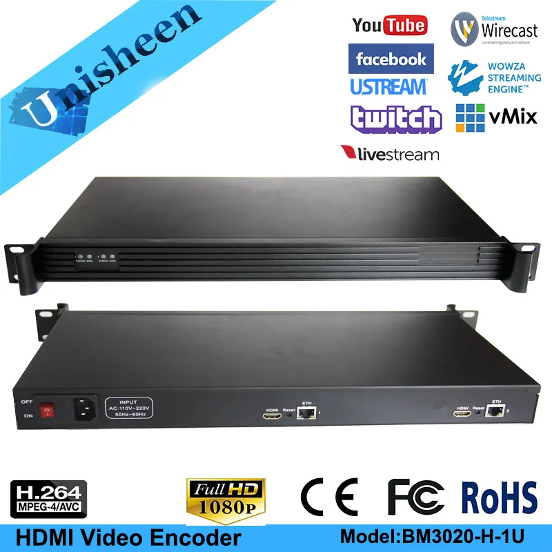 

2-канальный HDMI кодировщик AVC/H.264, замена HD карты видеозахвата Youtube, Facebook, потоковый кодировщик Ustream
