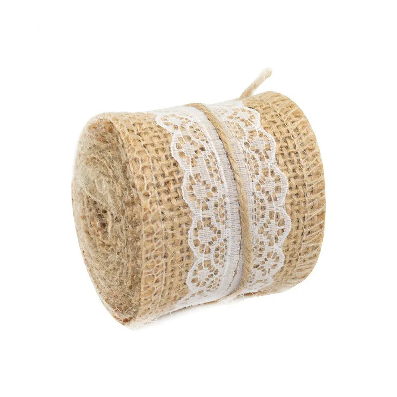 5cmx2m white Hessian джутовая Мешковина настольная дорожка стул створка букет из мешковины баннер лента из конопляной веревки для рукоделия День рождения Свадебная вечеринка украшения - Цвет: 5cmx2m white
