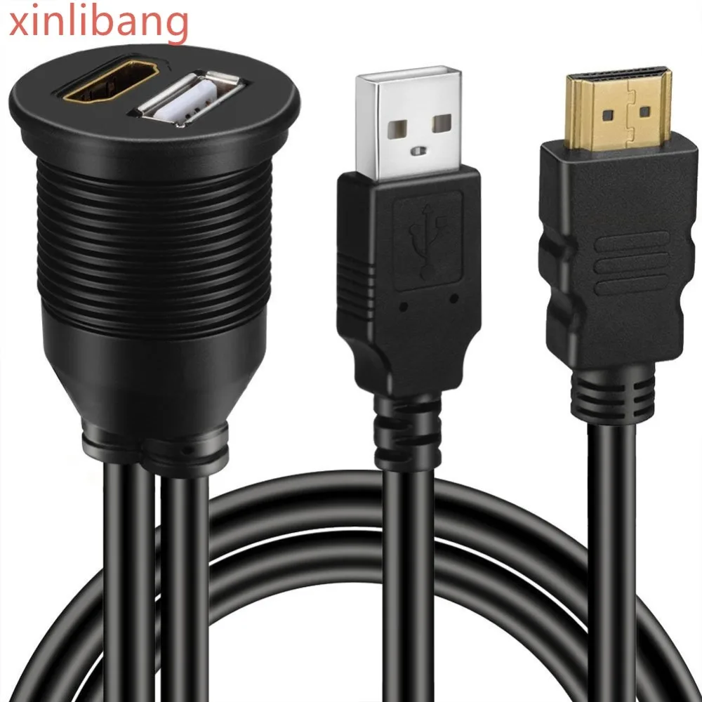 Удлинитель USB 2 0 и HDMI на + AUX Водонепроницаемая Автомобильная панель кабель для
