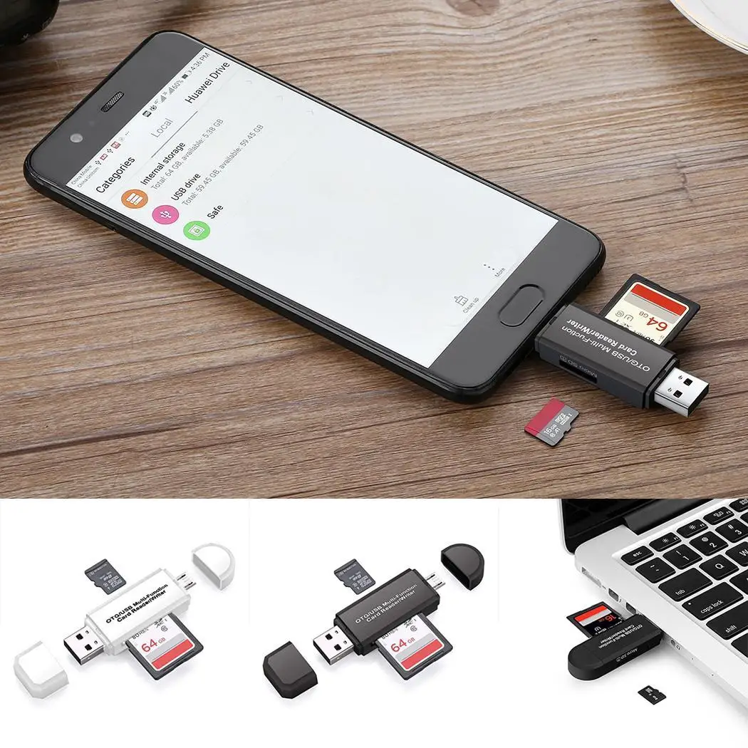 Портативный USB 2,0 High Speed кард-ридер для MicroSD, SD, tf-смартфона компьютера Windoes 8,7, Vista XP и т. д