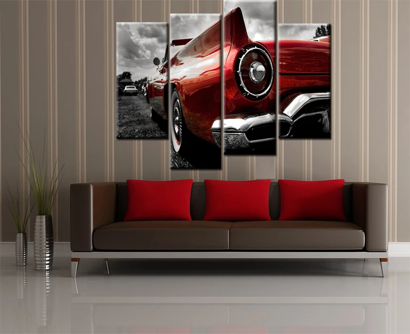 Красный спортивный автомобиль Cuadros Decoracion холст печатные настенные квадраты для