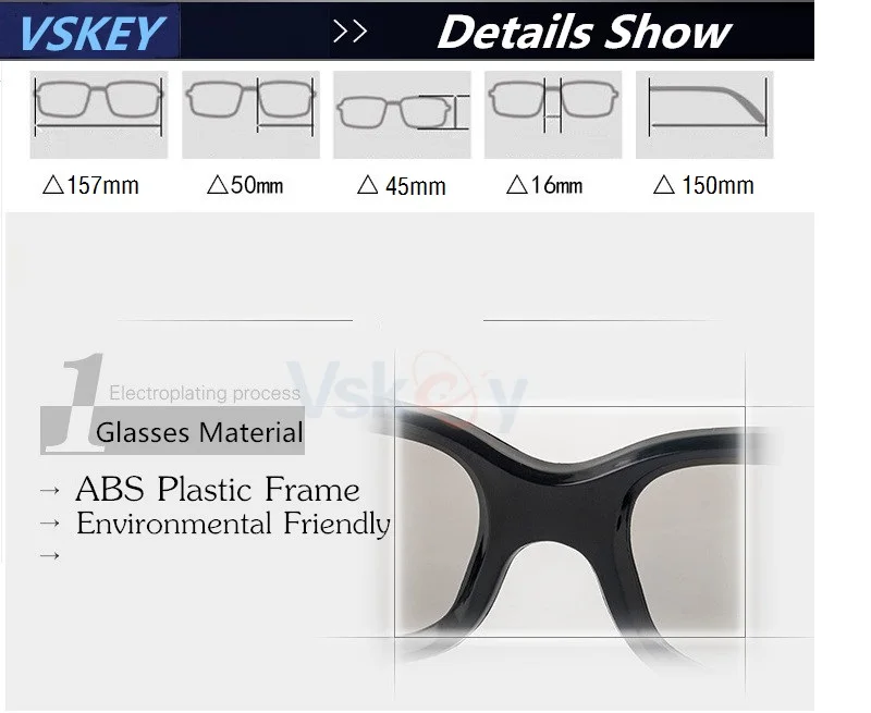 VSKEY 3 шт. Поляризованные 3D очки для Пассивных 3D телевизоров RealD кинотеатров для взрослых