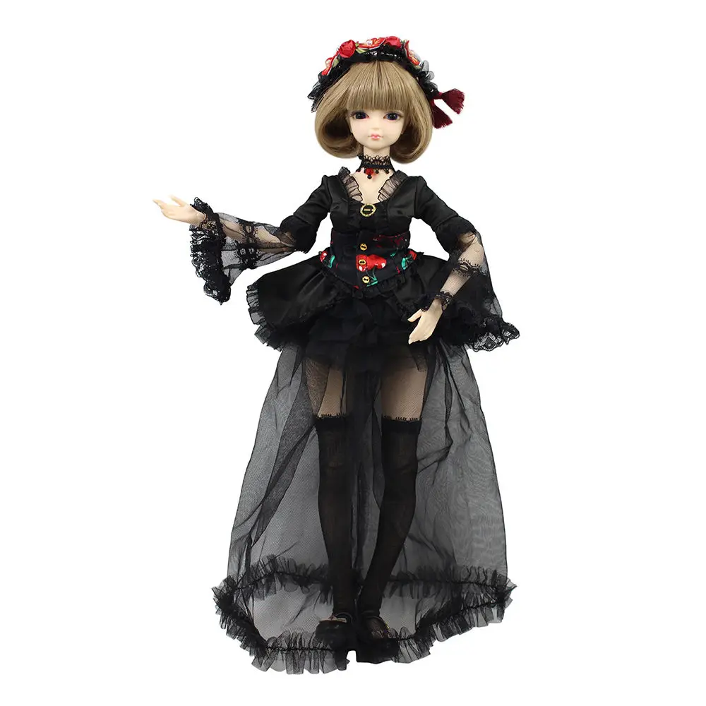 Fortune дней 1/4MMGIRL BJD Кукла Совместное тела с ручным душем-макияж reborn для маленьких девочек черное платье игрушечная обувь кукла Изысканная подарочная коробка - Цвет: Серый