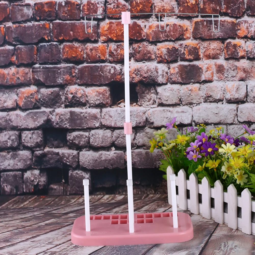 Розовый нитевая катушка Поддержка регулируемый 3 нить для вышивки держатель