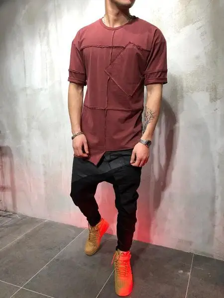 Футболка мужская с короткими рукавами модная тенниска из хлопка в стиле хип-хоп