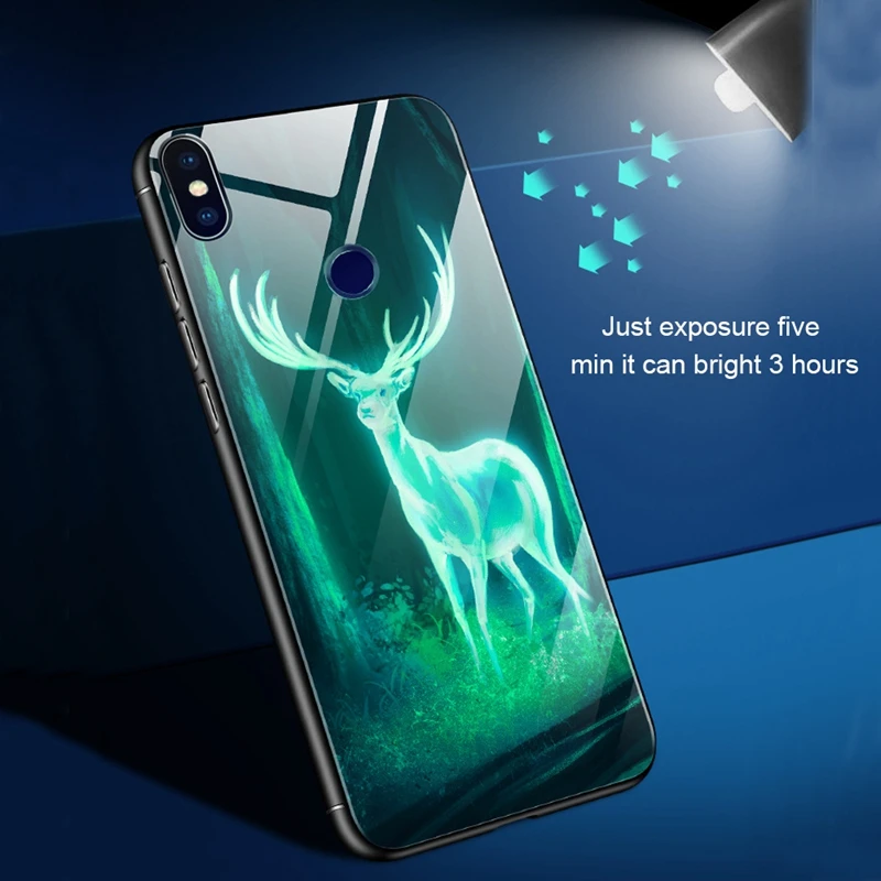 City Luminous Phone Case For Xiaomi Redmi Note 6 Pro 5 Plus 4 4X 6A Glass Cover Mi A2 A1 5X 6X Mi6 8 Lite Funda |