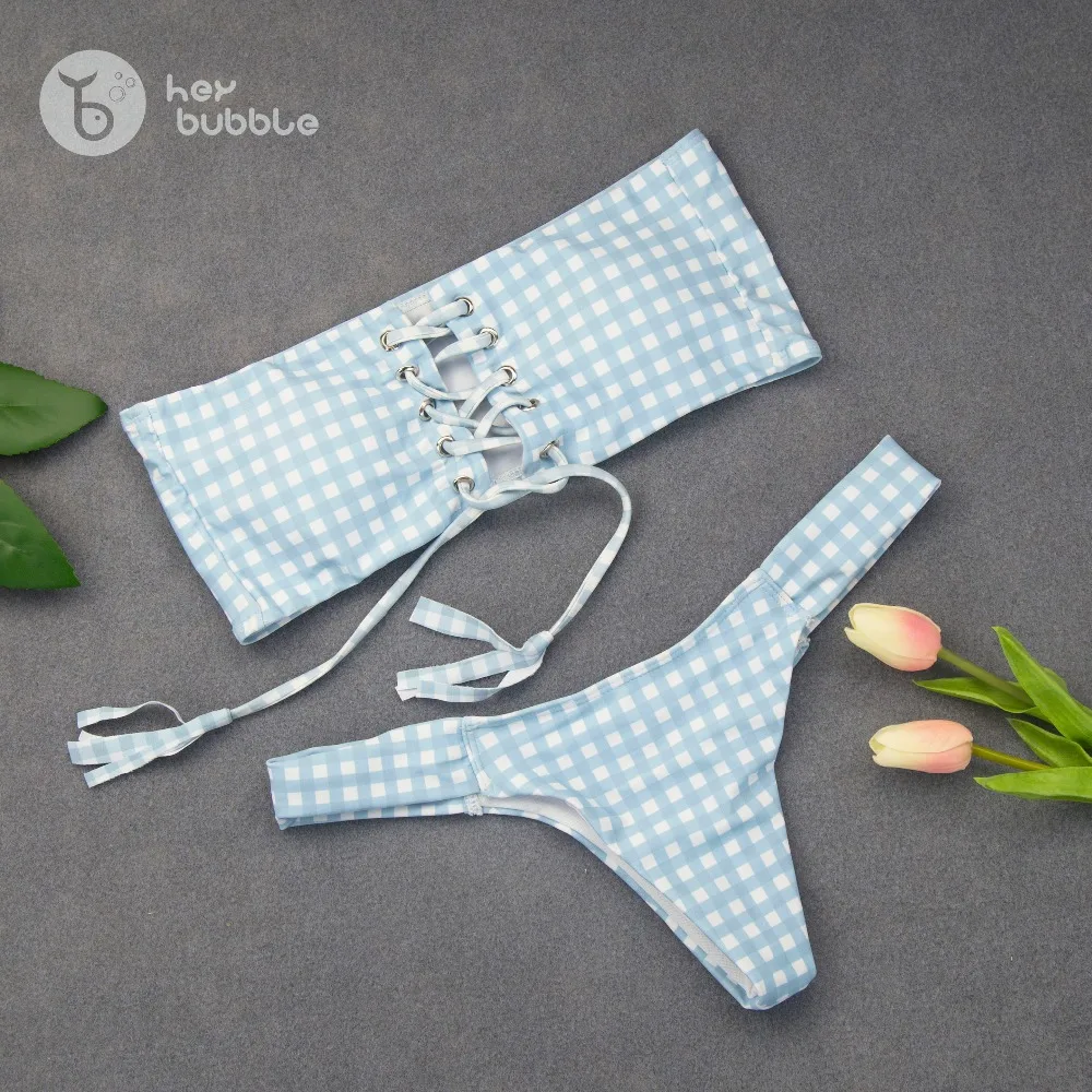 Новинка сексуальное бикини клетчатая плоская чашка милый модный женский