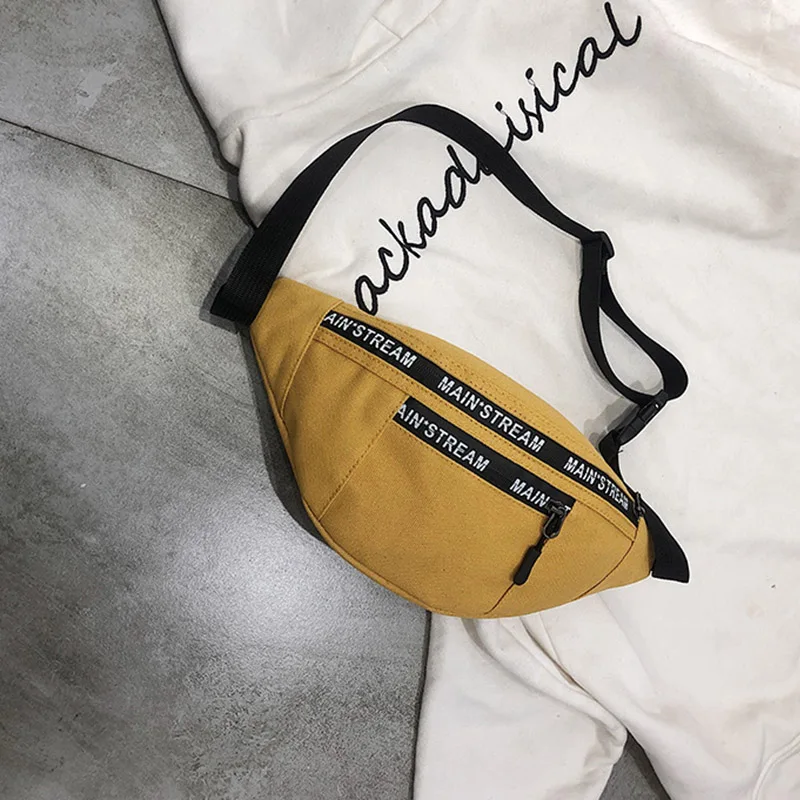 Yellow waist bag Женская поясная сумка, Повседневная холщовая нагрудная сумка, простой рюкзак, уличный спортивный стиль, поясная сумка, сумка на пояс, сумка на ногу, 030411 - Цвет: Yellow waist bag