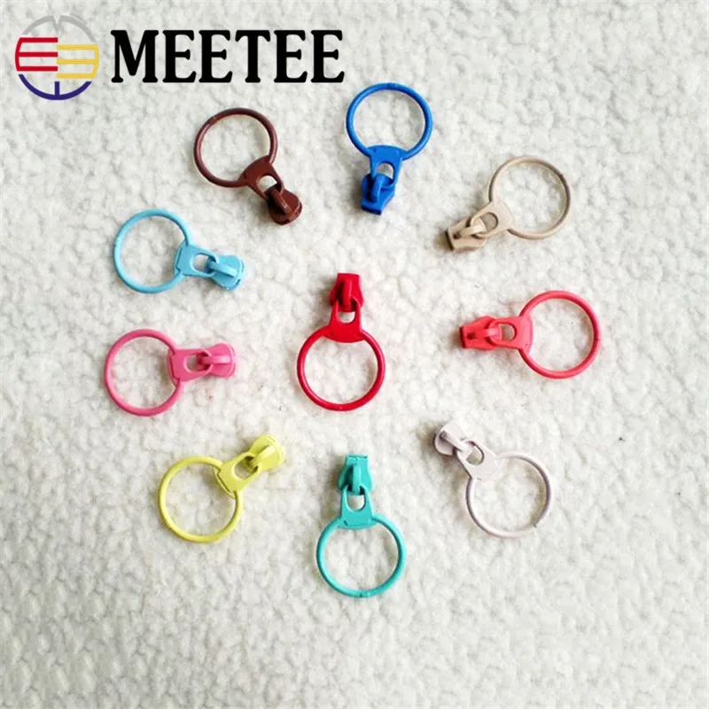MEETEE 10pcs 3 # Auto Lock O Ring Zipper Sliders For Resin Zippers Repair Kit Replacement Head F2-3  Дом и