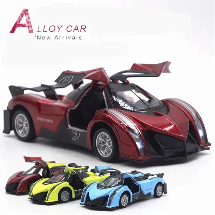 Модель игрушечного автомобиля из 1:32 сплава, музыкальная и мигающая, Спортивная модель, металлическая модель