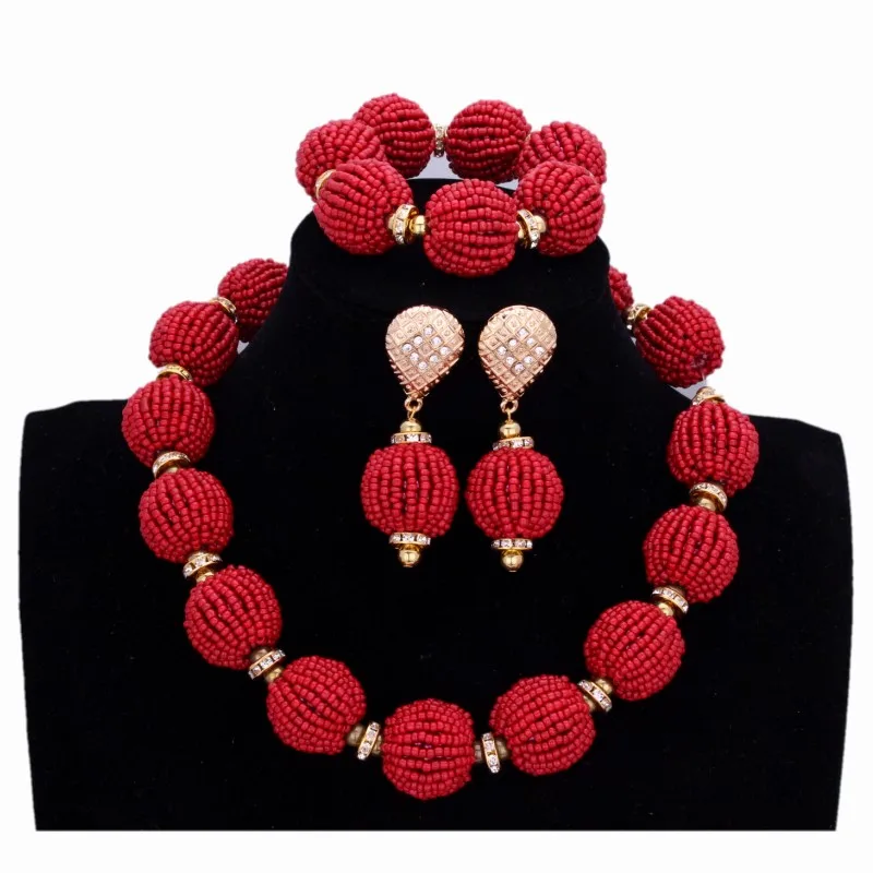 Комплект из колье и серёг с синими шариками|nigerian wedding jewelry sets|necklace setbeaded set |