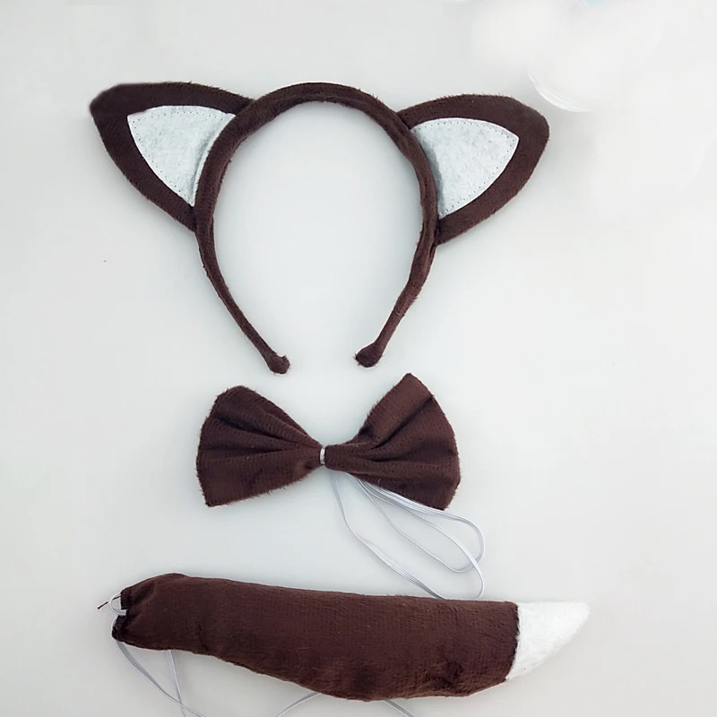 Повязка на голову с животным лисьими ушками и галстуком-бабочкой Нарядное платье