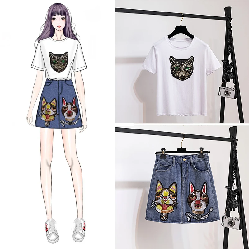 2019 Летняя женская одежда костюм новая модная футболка с леопардовым принтом и