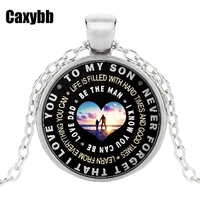 caxybb new arrival fashion chains necklace metal link chain round crystal pendant unisex father and son love chains necklace