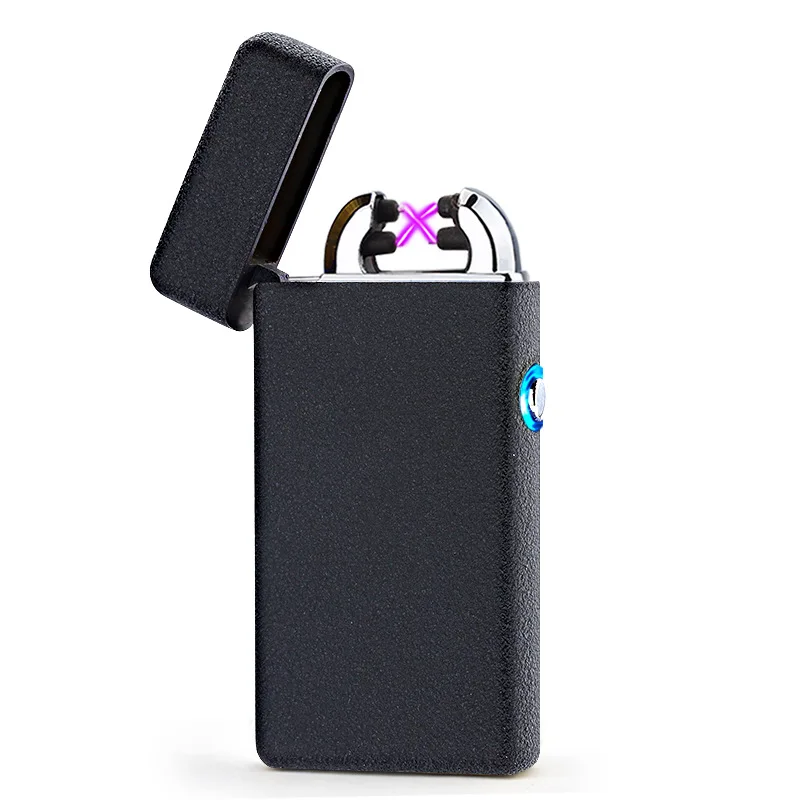 Электронный зажигалка Frosted Shell Noble Double Pulsed Arc Lighter USB Rechargeable Flameless Windproof Smoking.