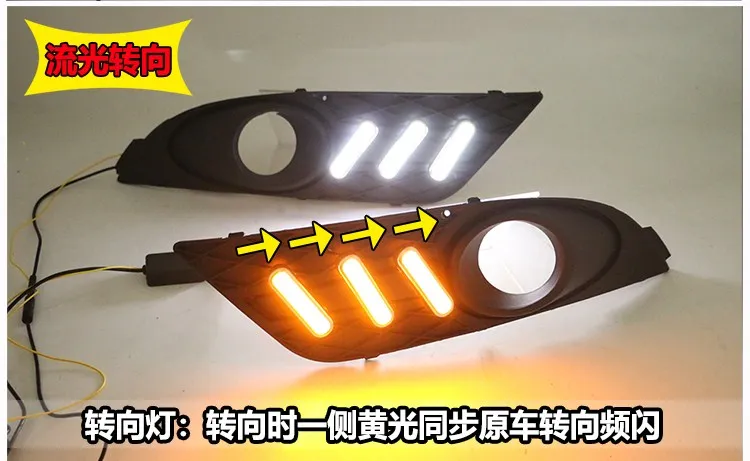 EOsuns led drl Дневной ходовой светильник для Ford focus 2007 с движущимися желтыми поворотниками и синим ночным ходовым светильник - Цвет: white yellow