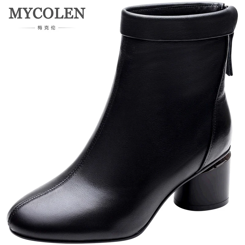 MYCOLEN/2018 Новые Модные ботильоны для женщин с круглым носком на толстой подошве