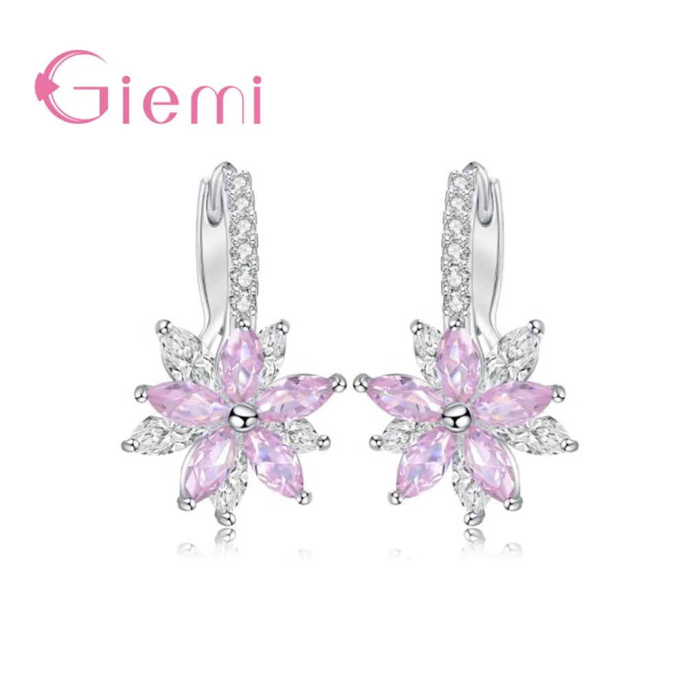 Модные женские романтические серьги-гвоздики Boucle Foreille Femme с цветком и кубическим